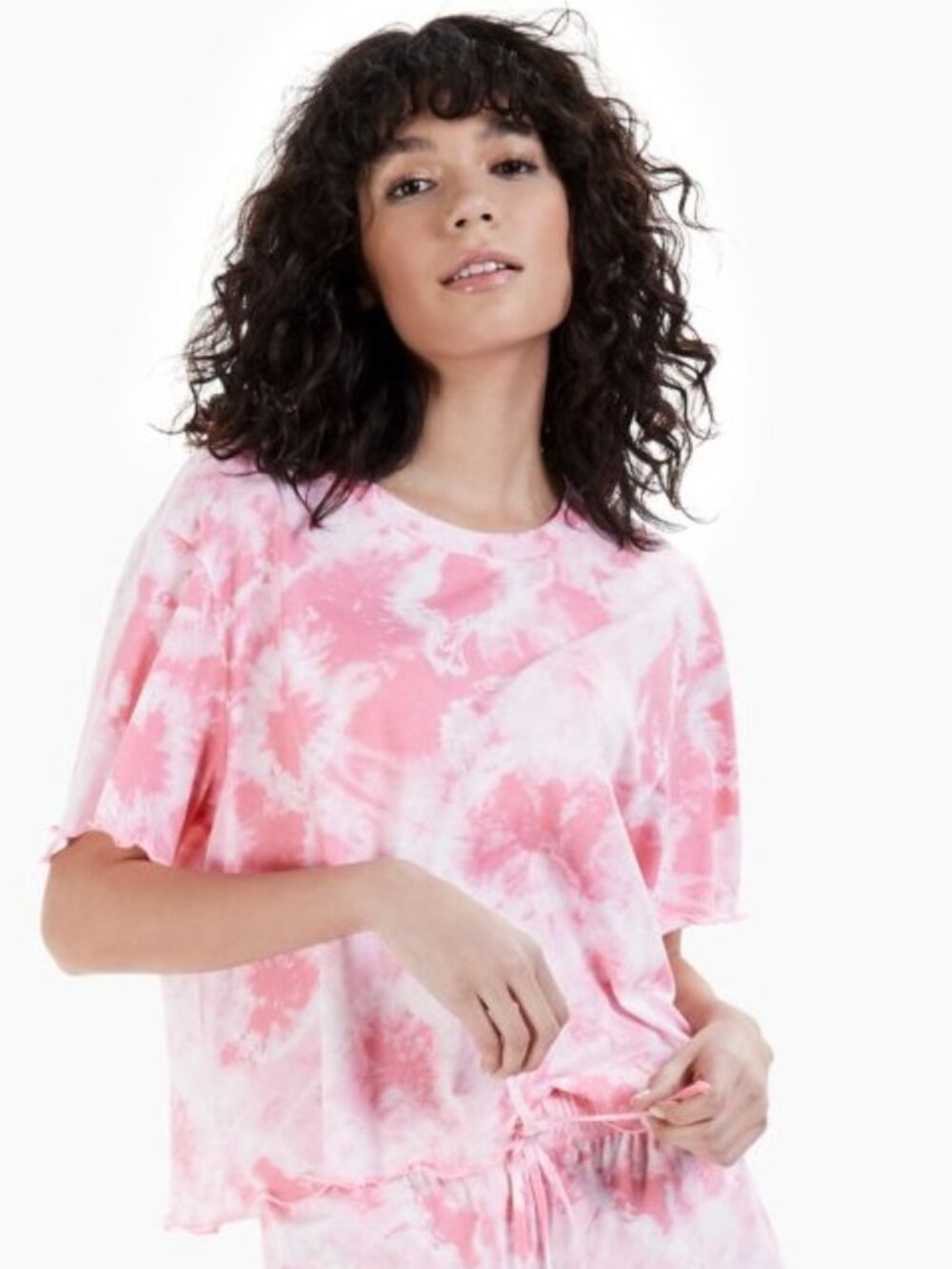 Jenni by Jennifer Moore Womens Lettuce-Edge Pajama Top Only,1-Piece
